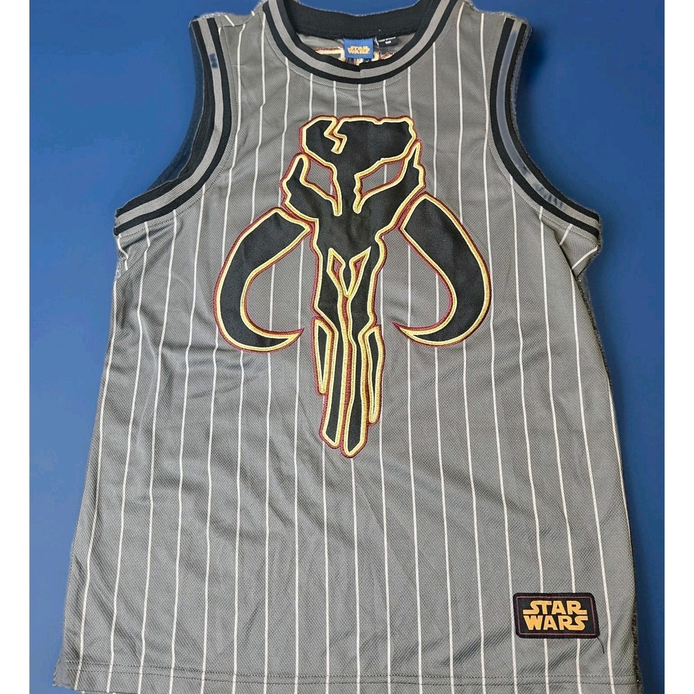 Star Wars Boba Fett Sleeveless Jersey Size Small/Medium Gray Striped Stitch Logo